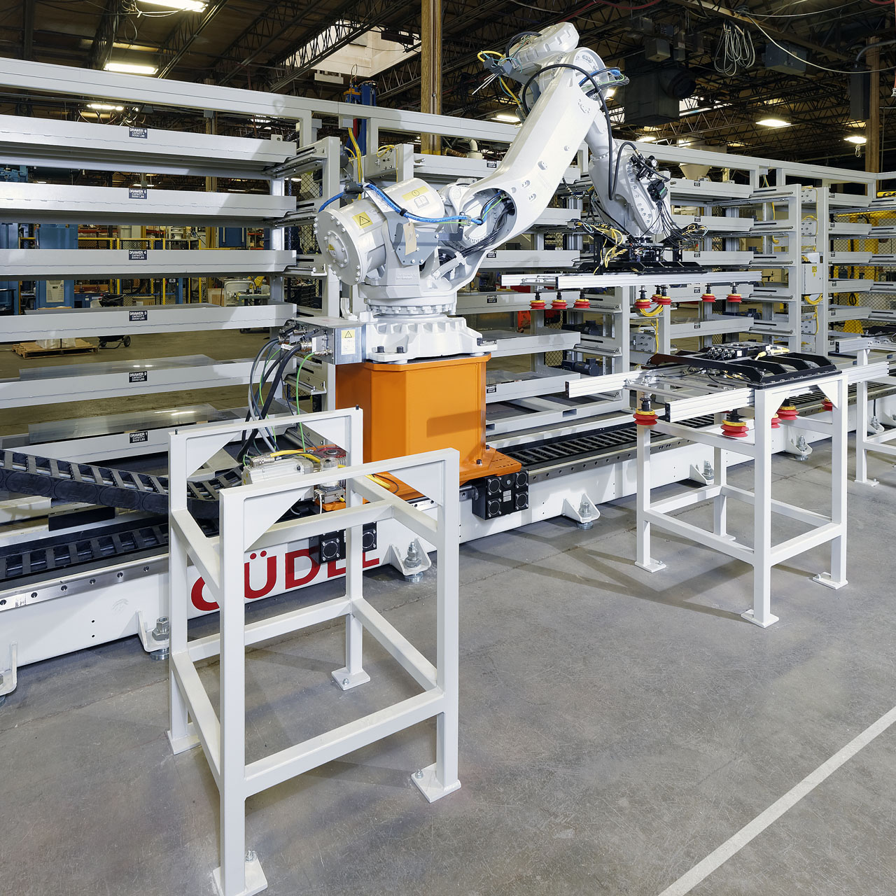 ABB Arm and Rail Sheet Organizer for Laser Bed Tending - Progressive Surface