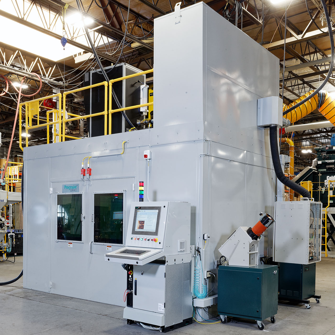 Robotic Plasma Spray Booth with Powder and Suspension Material Delivery | Progressive Surface