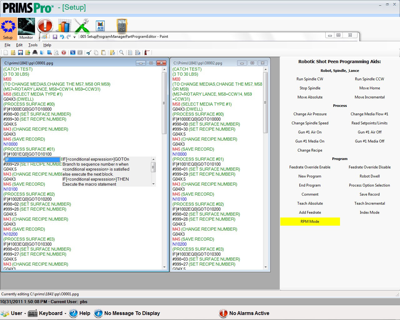 PRIMS Pro Part program editing | Progressive Surface