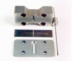 Figure 31 Mask plate for 0.14” hole, simulated hole fixture, peened strip and small rotary lance | Progressive Surface